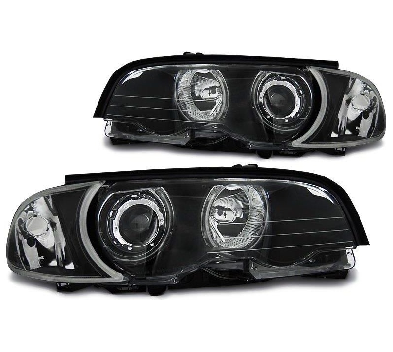 LED Angel Eyes Scheinwerfer für BMW E46 Coupe und Cabrio 98-03 schwarz E