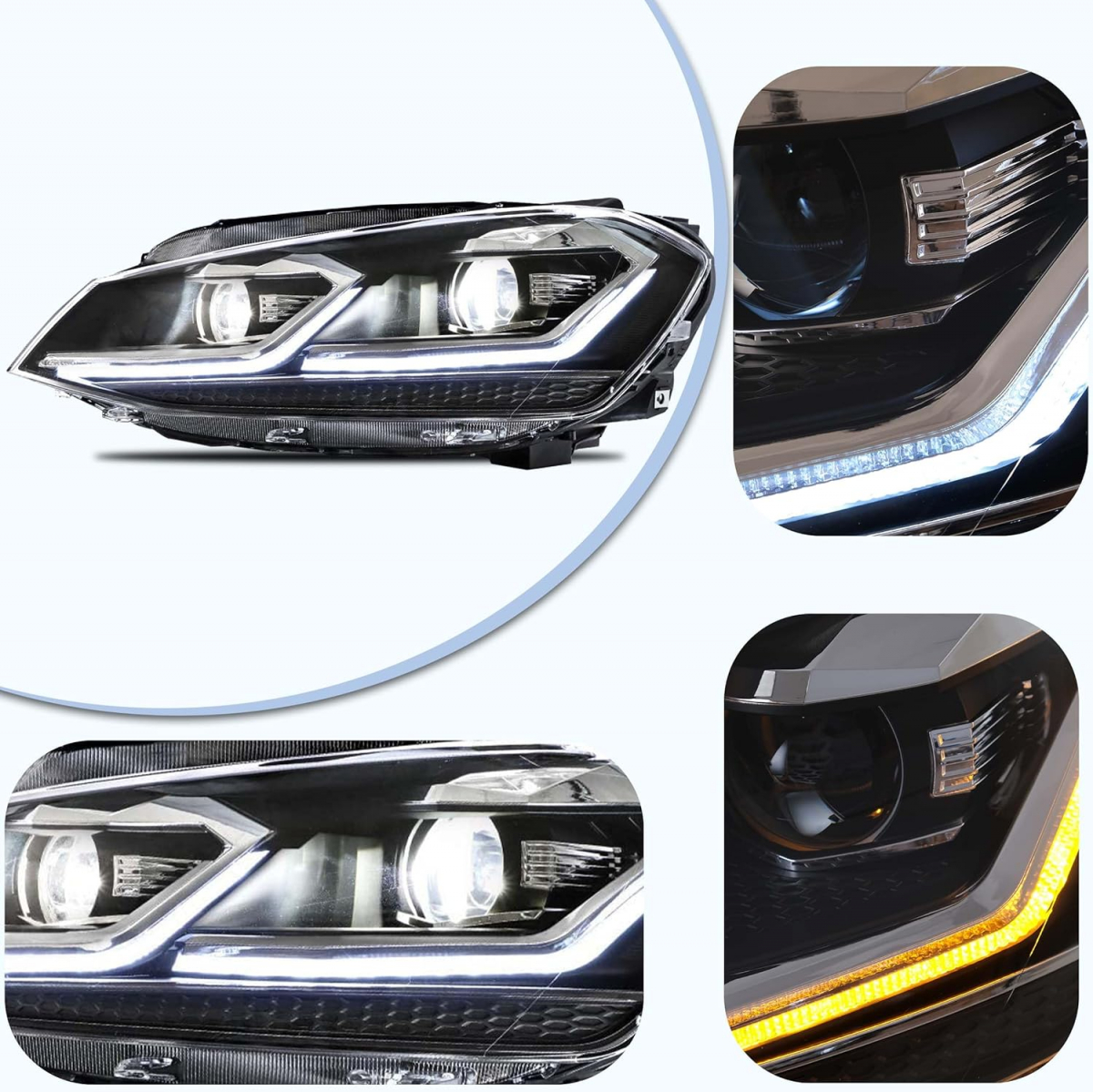 Voll Led Scheinwerfer für VW Golf 7 Facelift 17-20 schwarz mit dynamischem Led Blinker