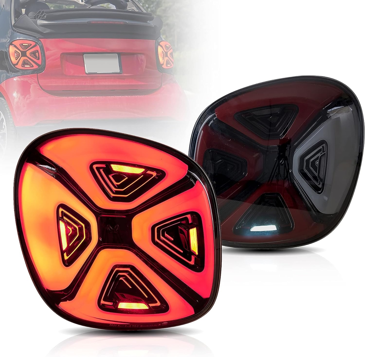 Led Rückleuchten für Smart FORTWO FORFOUR 2014-2019 schwarz rot smoke
