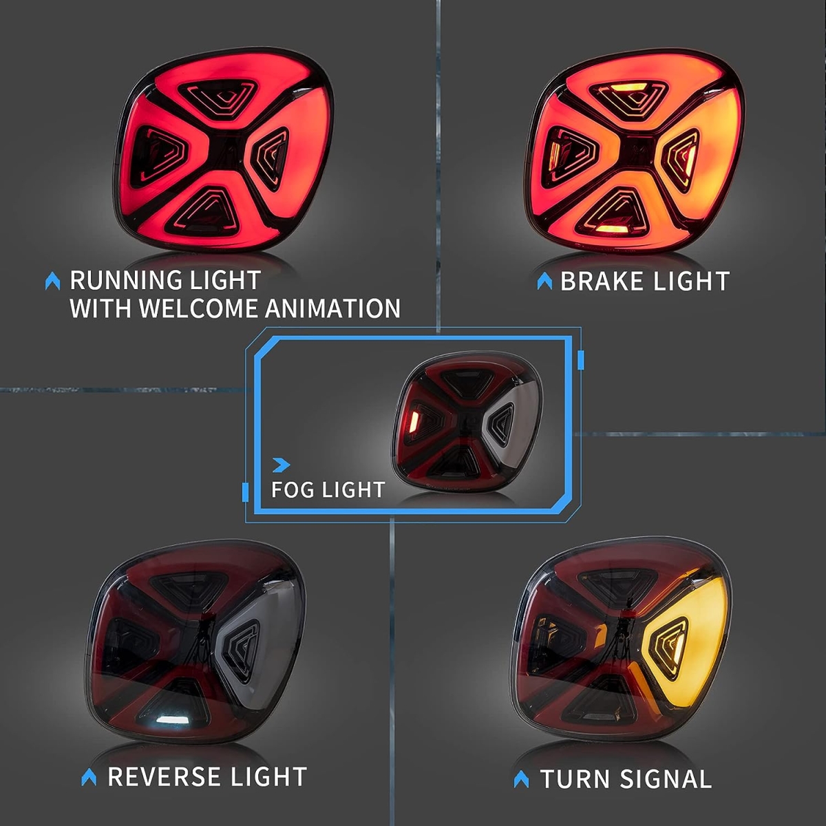 Led Rückleuchten für Smart FORTWO FORFOUR 2014-2019 schwarz rot smoke