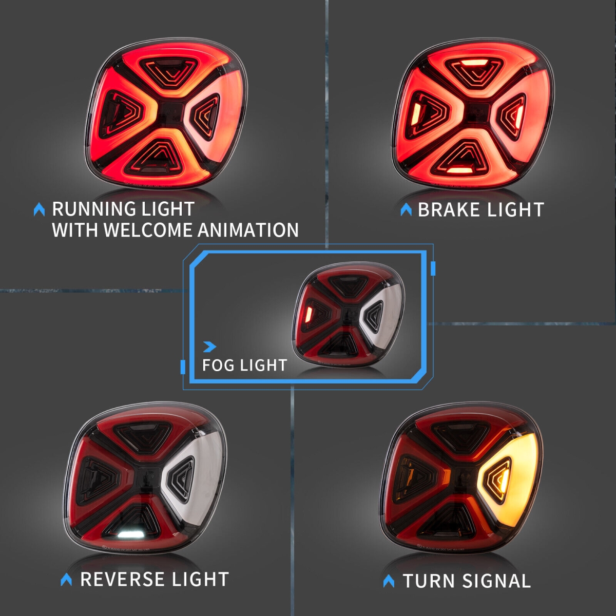 Led Rückleuchten für Smart FORTWO FORFOUR 2014-2019 schwarz rot smoke