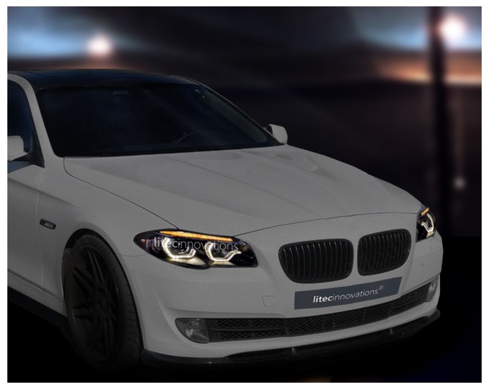 Xenon Scheinwerfer für BMW 5er F10 F11 Bj. 10-13 Led Tagfahrlicht dynamischer Blinker schwarz