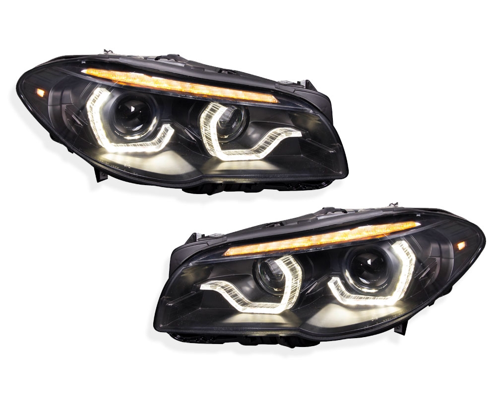 Xenon Scheinwerfer für BMW 5er F10 F11 Bj. 13-16 Led Tagfahrlicht dynamischer Blinker schwarz Facelift