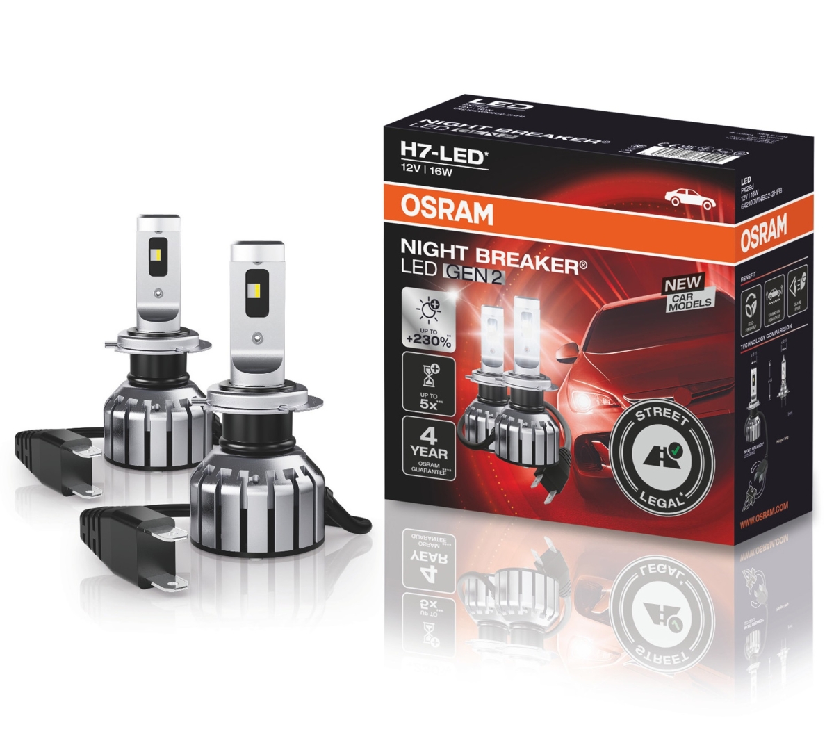 OSRAM NIGHT BREAKER LED H7 GEN2 230% 64210DWNBG2 Set 16W