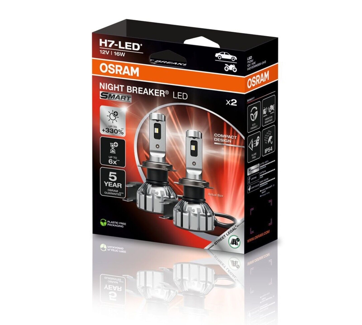 OSRAM NIGHT BREAKER LED H7 Set 330% für Audi A1 GB ab Bj 2018