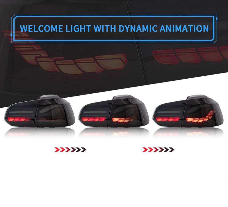 LED Rückleuchten für VW Golf 6 08-12 schwarz dynamischer Blinker OLED
