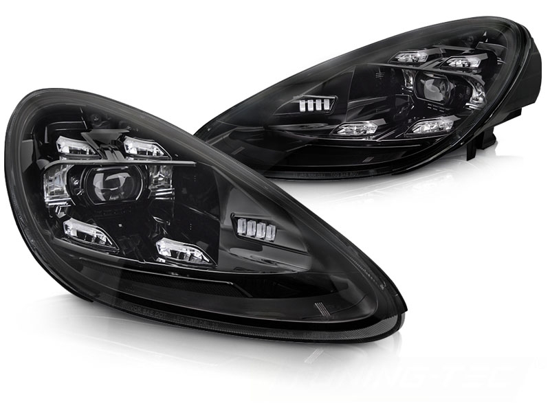 Voll Led Scheinwerfer für Porsche Cayenne 92A Bj. 10-15 mit orig. Xenon und Kurvenlicht Led Tagfahrlicht schwarz