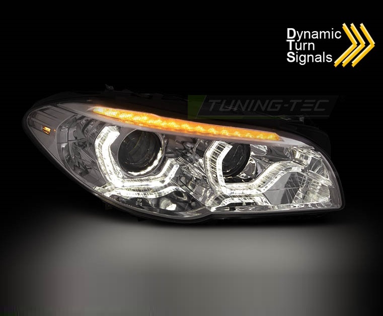 Xenon Scheinwerfer für BMW 5er F10 F11 Bj. 10-13 Led Tagfahrlicht dynamischer Blinker chrom