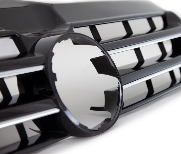 ABS Kunststoff Frontgrill Kühlergrill schwarz chrom für Emblem für VW T5 2009-2015 Facelift
