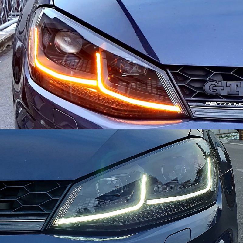 LED TAGFAHRLICHT Scheinwerfer für VW Golf 7 13-16 dynamischer LED-Blinker Facelift-Optik rot