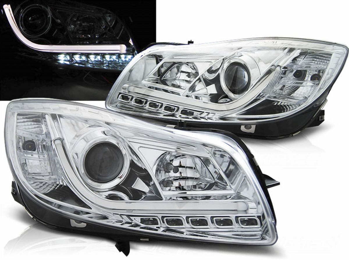 Scheinwerfer für Opel Insignia 09-12 chrom Lightbar Led Tagfahrlicht