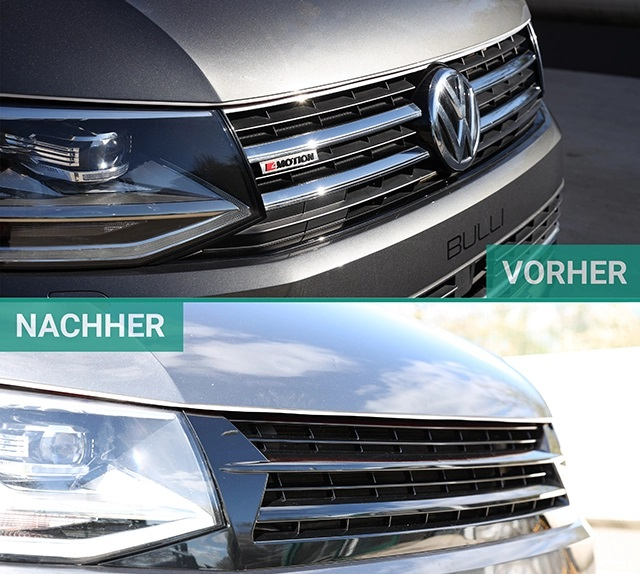 Frontgrill Kühlergrill ohne Emblem schwarz glänzend für VW T6 15-19 ABS