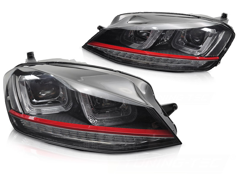 Led Tagfahrlicht Scheinwerfer für VW Golf 7 12-17 schwarz rot dynamischer Led Blinker