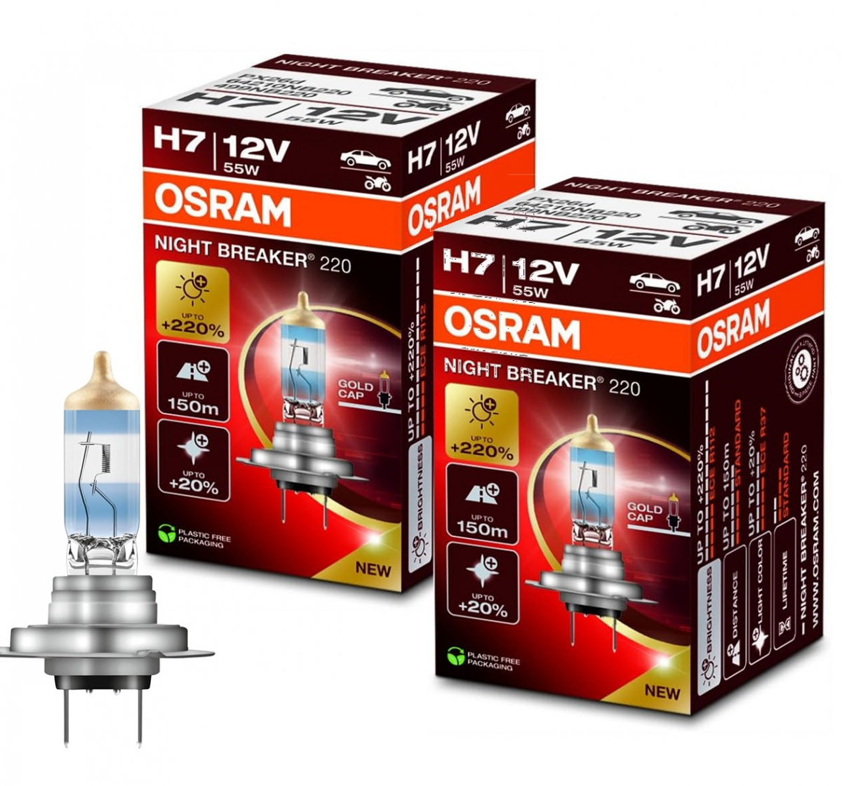 Osram Nightbreaker 220 H7 12V 55W 2 Stück Faltschachtel 64210NB220
