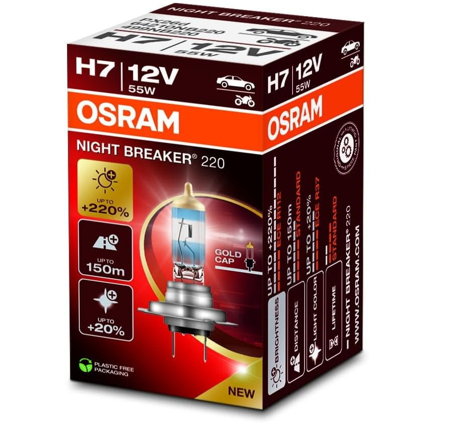 Osram Nightbreaker 220 H7 12V 55W 2 Stück Faltschachtel 64210NB220