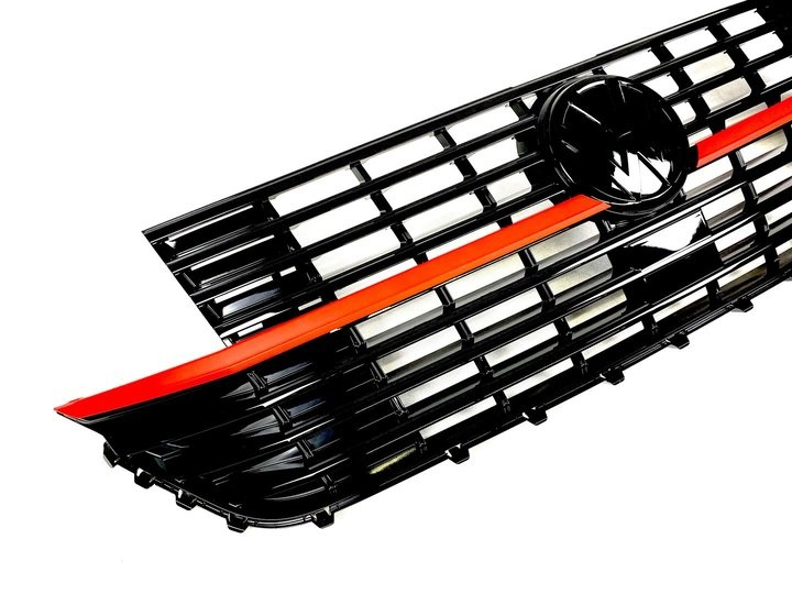 Frontgrill schwarz rot glänzend für VW T6.1 Multivan / Caravelle / Transporter ab 2019 für VW-Zeichen