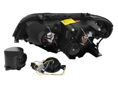 Halogen Scheinwerfer für BMW X5 99-03 E53 2 Led-Standlichtringe schwarz