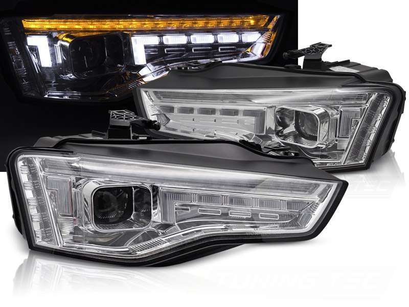 VOLL Led Scheinwerfer chrom für Audi A5 12-16 mit orig. Halogen dynamischer Blinker