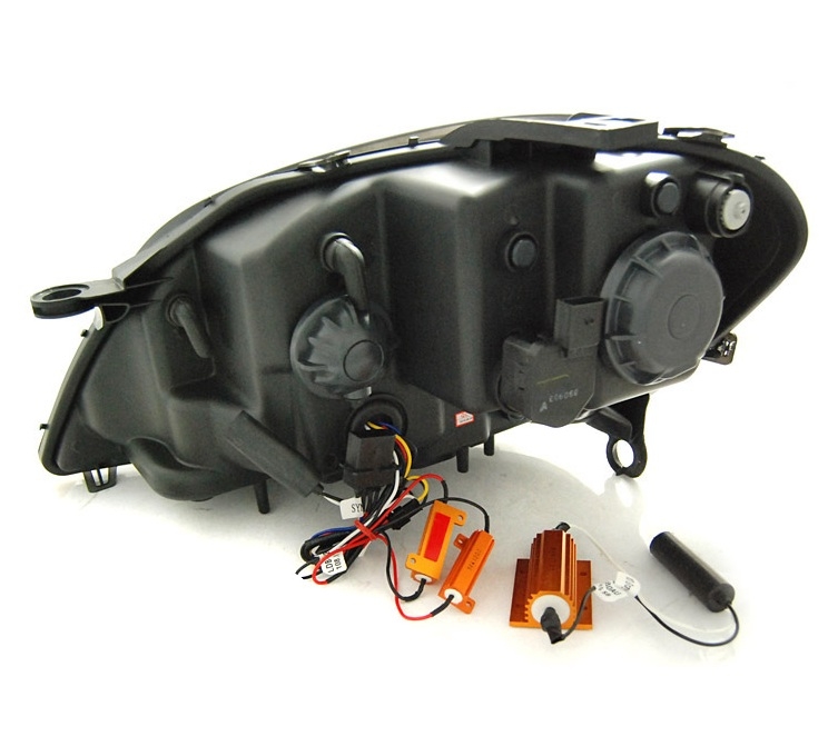 Scheinwerfer für Mercedes ML W164 05-08 Tagfahrlicht-Optik schwarz dynamischer Led Blinker