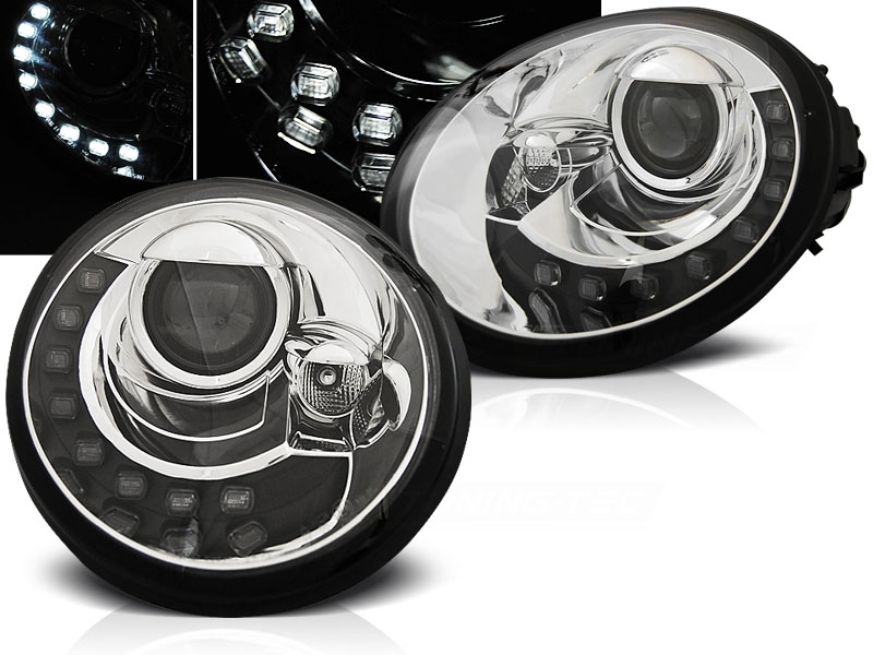 Led Tagfahrlicht-Optik Scheinwerfer für VW New Beetle 1997-2005 chrom