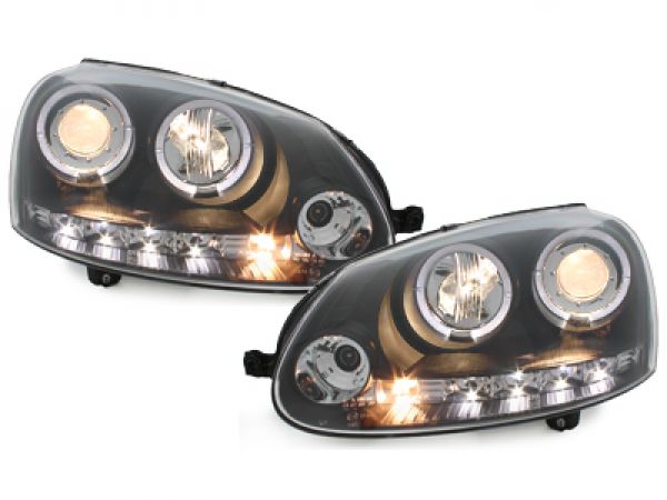 LED Angel Eyes Scheinwerfer für VW Golf V 03-09 schwarz Sonar ohne el. LWR
