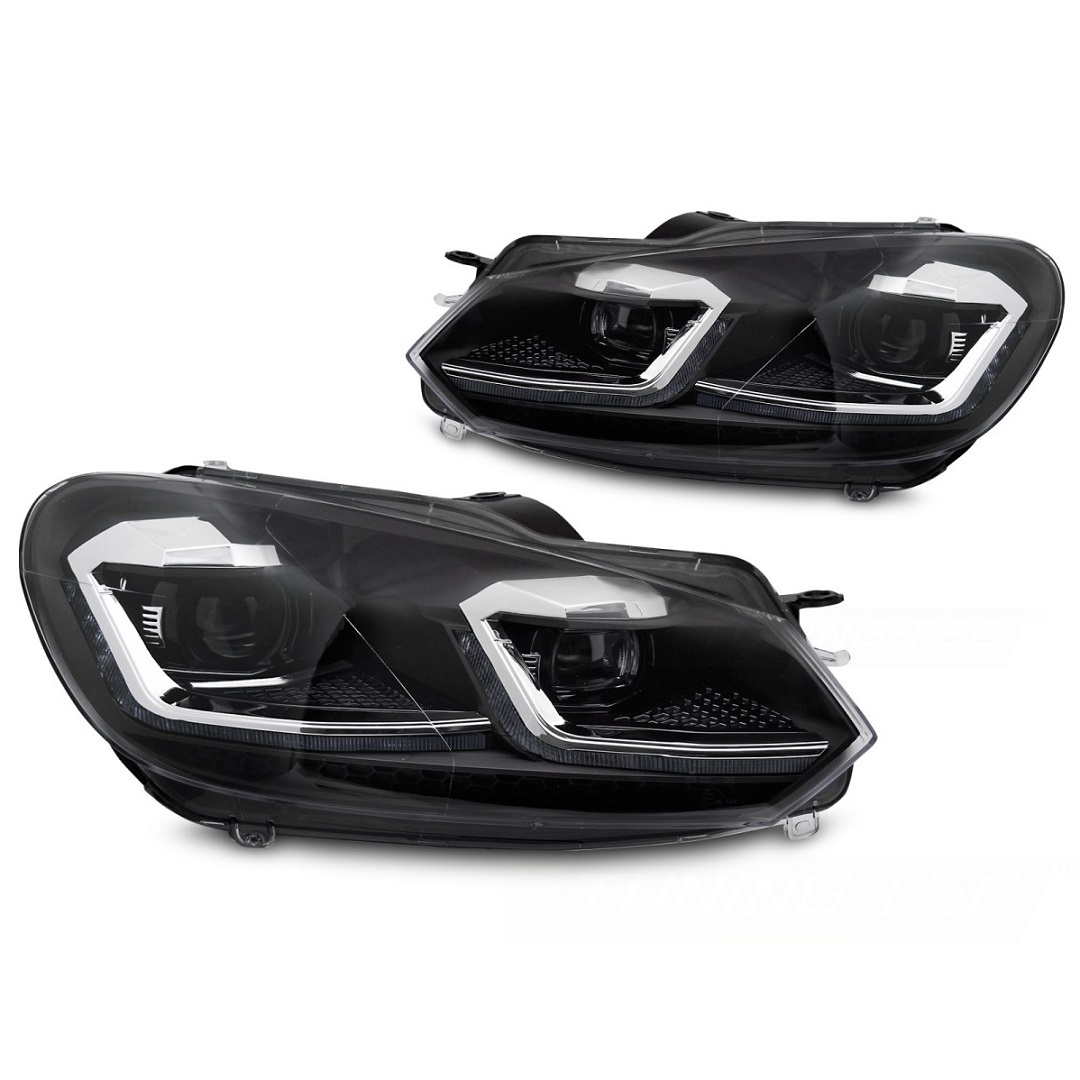 Led Scheinwerfer passend für VW Golf 6 08-12 schwarz chrom sequentieller Blinker