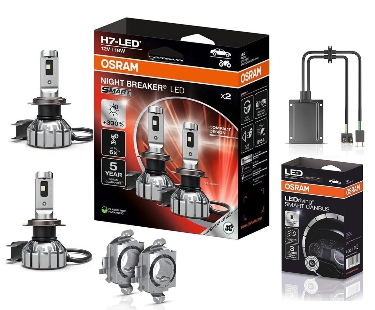 OSRAM NIGHT BREAKER H7 LED 330% Set für Mercedes W169 08-12 SC01 DA03