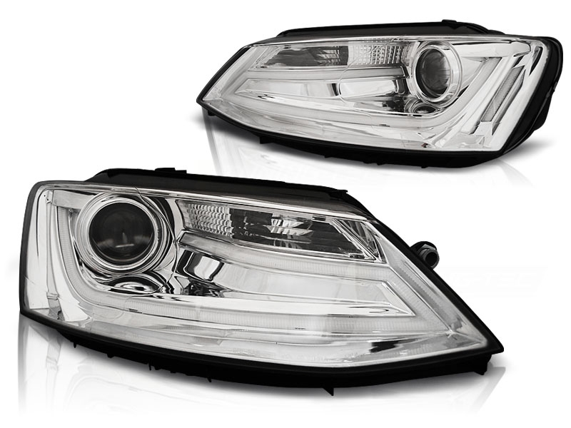 LED Lightbar Scheinwerfer für VW Jetta VI 11-14 chrom
