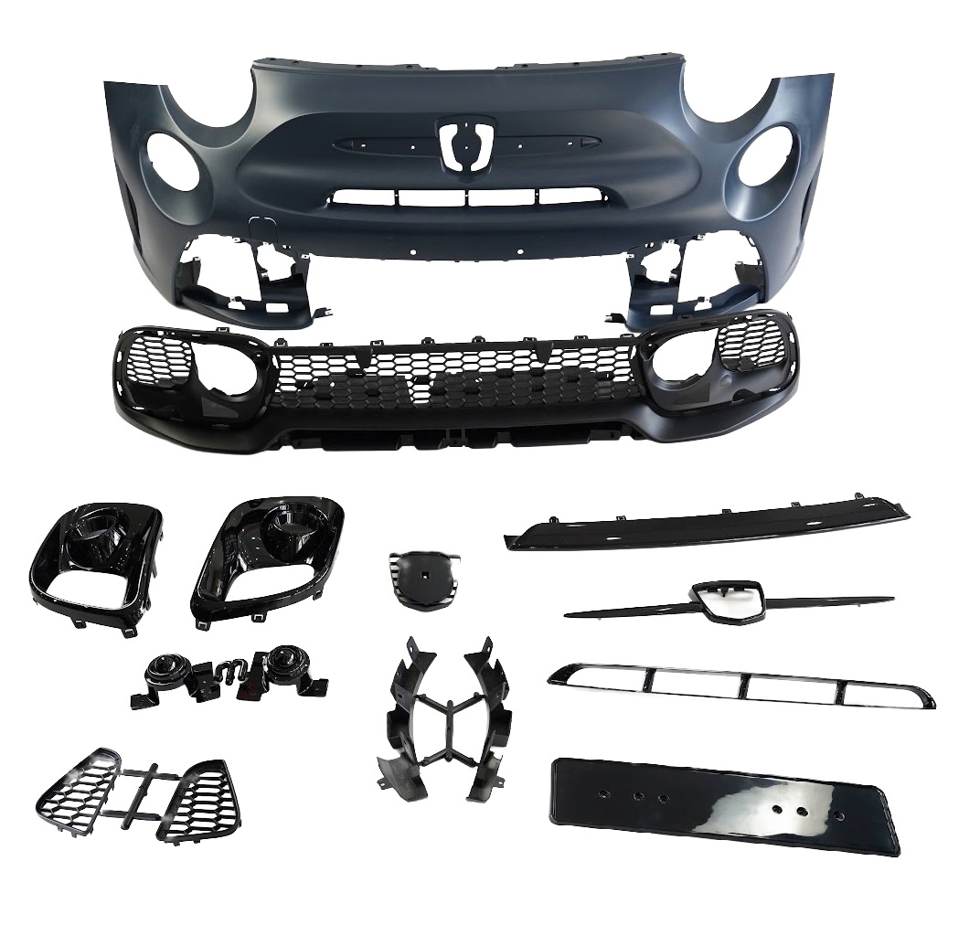 Frontstoßstange mit Kühlergrill in schwarz für Fiat 500 ab 2007-2025