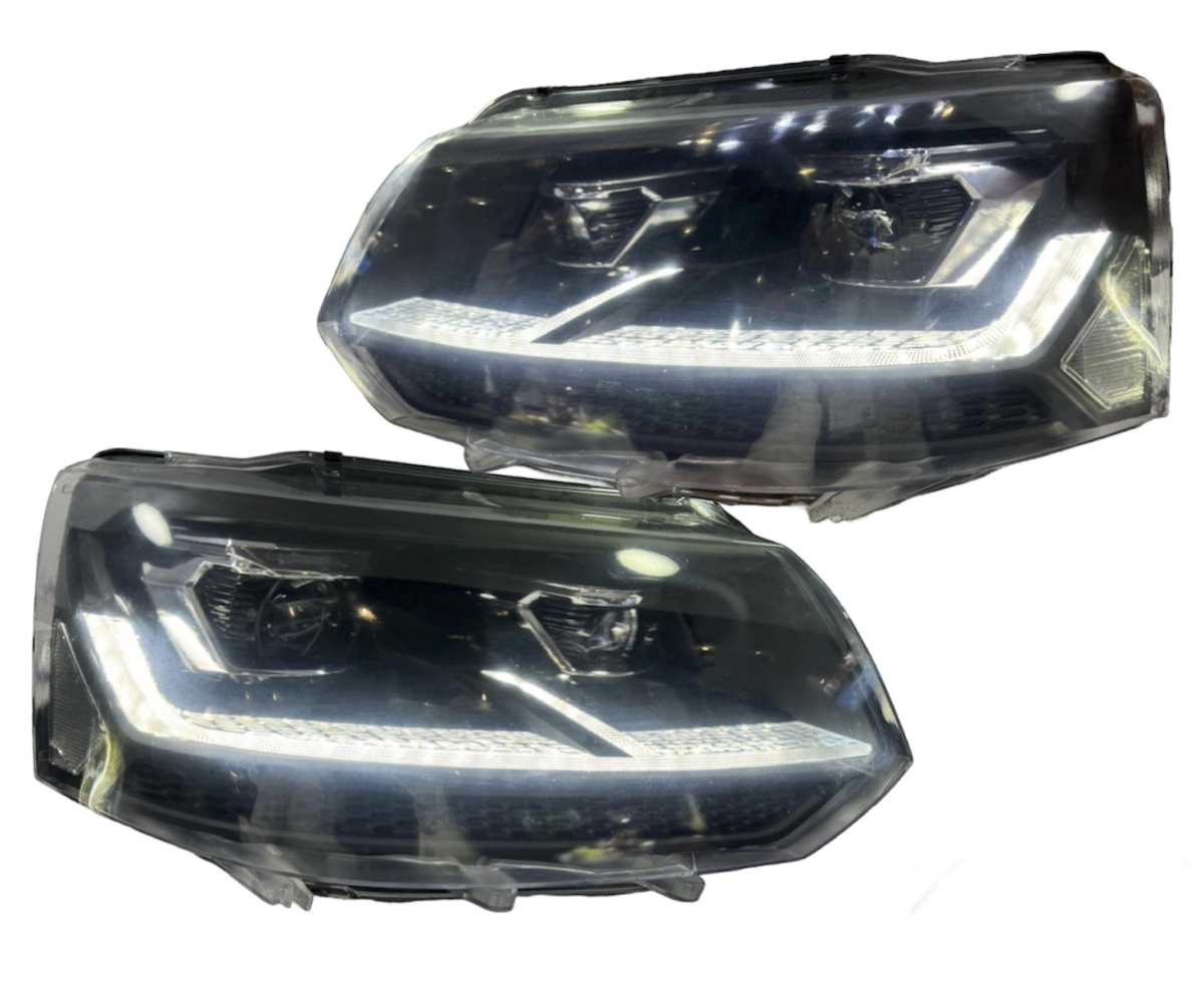 VOLL LED Scheinwerfer schwarz für VW T5 GP 09-15 statischer Blinker sequentieller Start