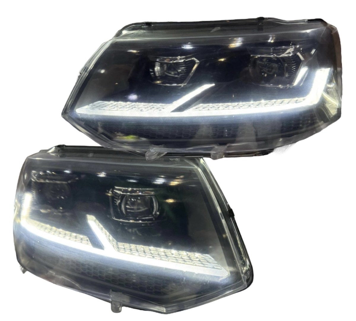VOLL LED Scheinwerfer schwarz für VW T5 GP 09-15 statischer Blinker sequentieller Start