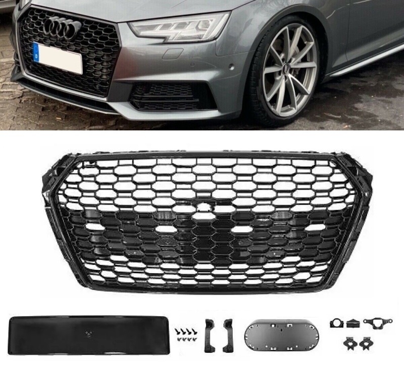 Frontgrill für Audi A4 B9 2015-2019 Kühlergrill Wabengrill Grill für Emblem schwarz glänzend PCD