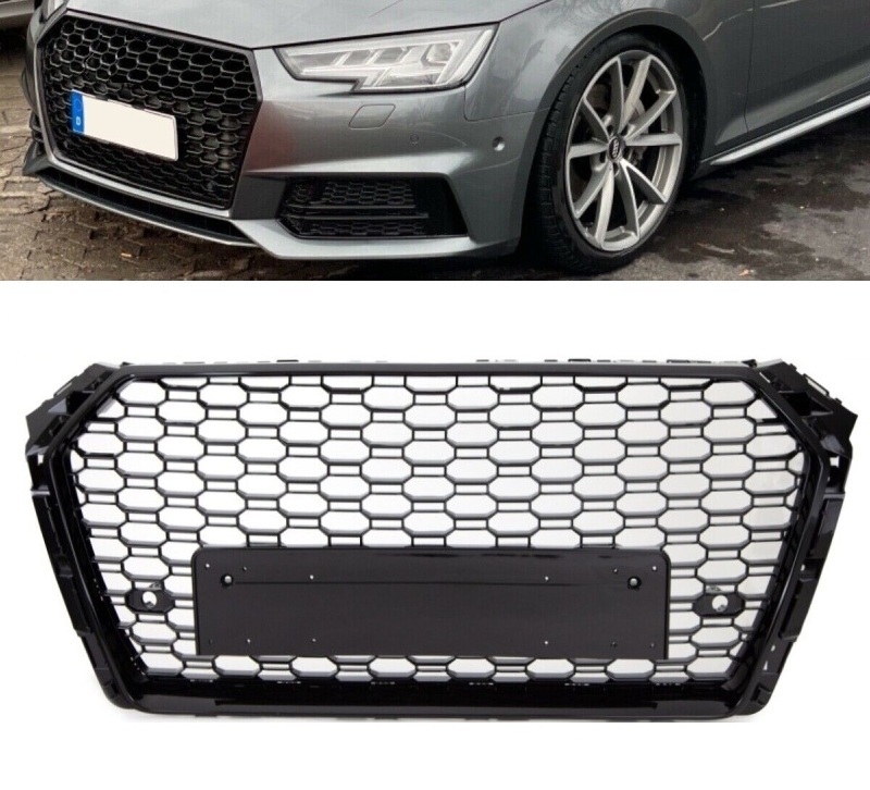 Frontgrill für Audi A4 B9 2015-2019 Kühlergrill Wabengrill Grill ohne Emblem schwarz glänzend PCD