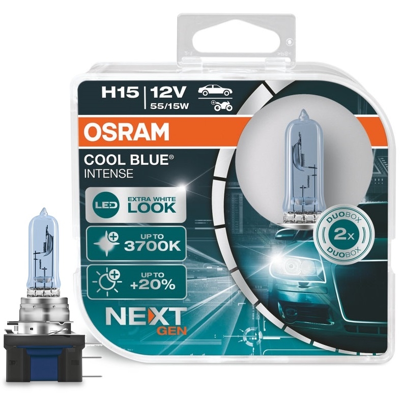 OSRAM Cool Blue Intense NEXT Gen H15 Lampen Xenon Look 15W 55W Duo-Box