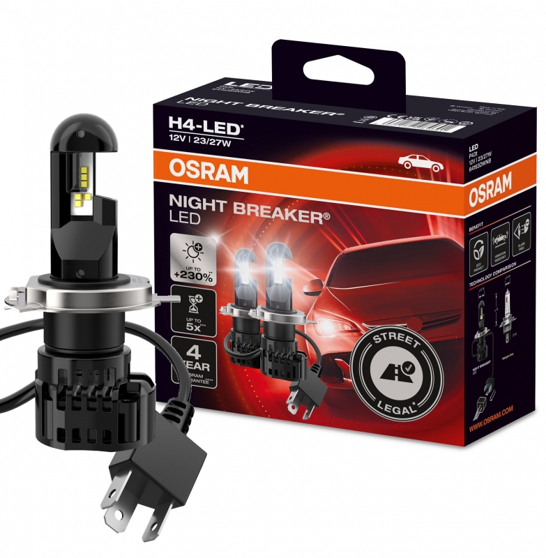 OSRAM NIGHT BREAKER H4 LED 230% Set für Toyota Hilux N25 2005-2012
