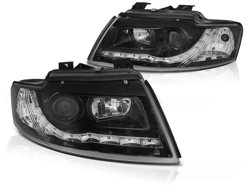 Scheinwerfer für AUDI A4 B6 8E Cabrio 02-05 Tagfahrlicht-Optik schwarz