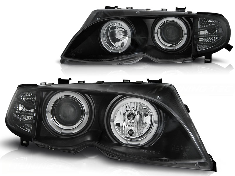 LED Angel Eyes Scheinwerfer für BMW E46 Lim/Tour 01-05 schwarz