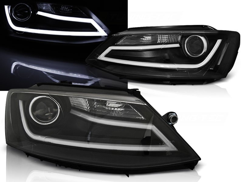 LED Lightbar Scheinwerfer für VW Jetta VI 11-14 schwarz