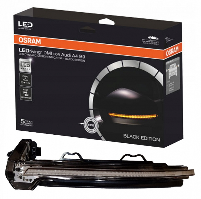 OSRAM Dynamischer LED Spiegelblinker für Audi A4 B9 2016- Laufblinker BLACK-EDITION
