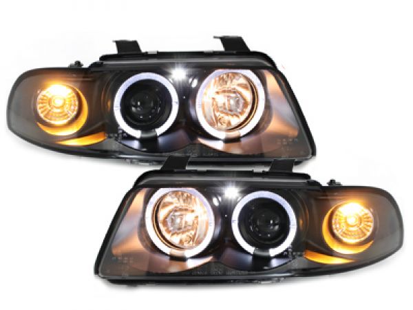 LED Angel Eyes Scheinwerfer für Audi A4 B5 95-98 schwarz