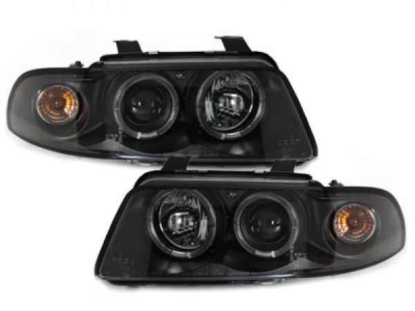 LED Angel Eyes Scheinwerfer für Audi A4 B5 95-98 schwarz