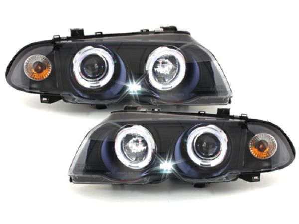 LED Angel Eyes Scheinwerfer für BMW E46 Lim/Tour 98-01 schwarz Sonar