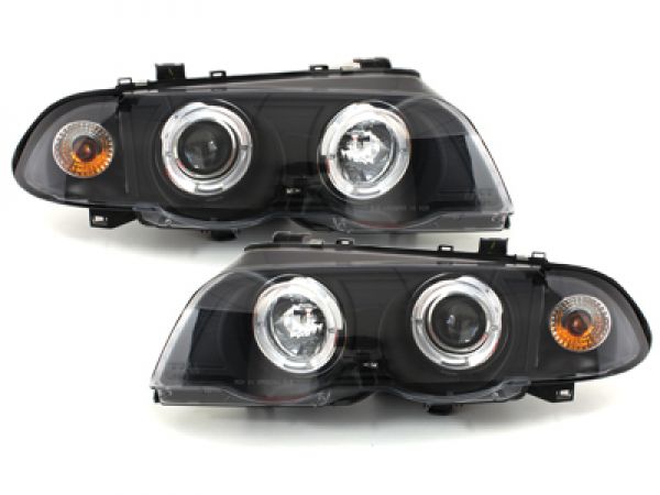 LED Angel Eyes Scheinwerfer für BMW E46 Lim/Tour 98-01 schwarz Sonar