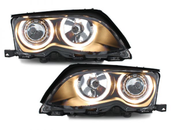 Depo Angel Eyes Scheinwerfer Set Schwarz mit LED Standlichtringen