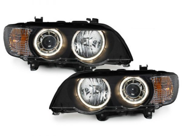 Angel Eyes Scheinwerfer für BMW X5 99-03 E53 LED-Blinker schwarz