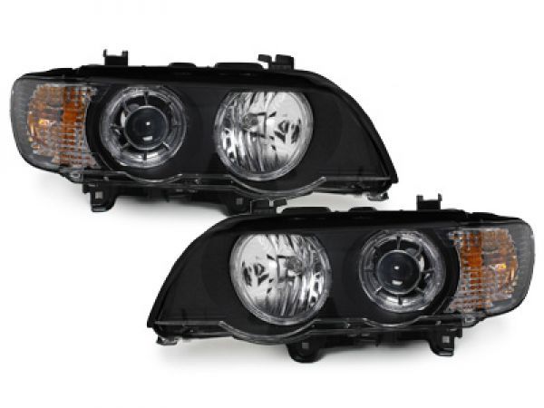 Angel Eyes Scheinwerfer für BMW X5 99-03 E53 LED-Blinker schwarz