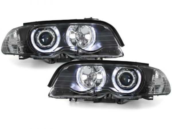 LED Angel Eyes Scheinwerfer für BMW E46 Coupe 98-01 schwarz