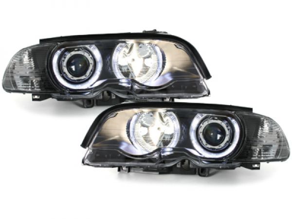LED Angel Eyes Scheinwerfer für BMW E46 Coupe 98-01 schwarz