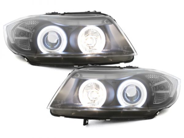 Scheinwerfer für BMW E90/E91 3er 2 CCFL Standlichtringe schwarz Sonar