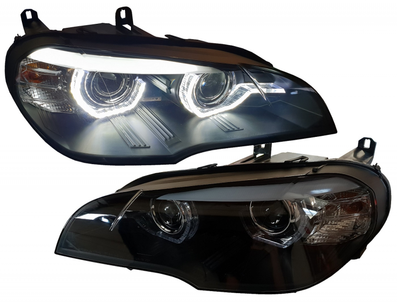 LED Scheinwerfer für BMW X5 E70 2006-2013 ohne AFS schwarz Led Tagfahrlicht